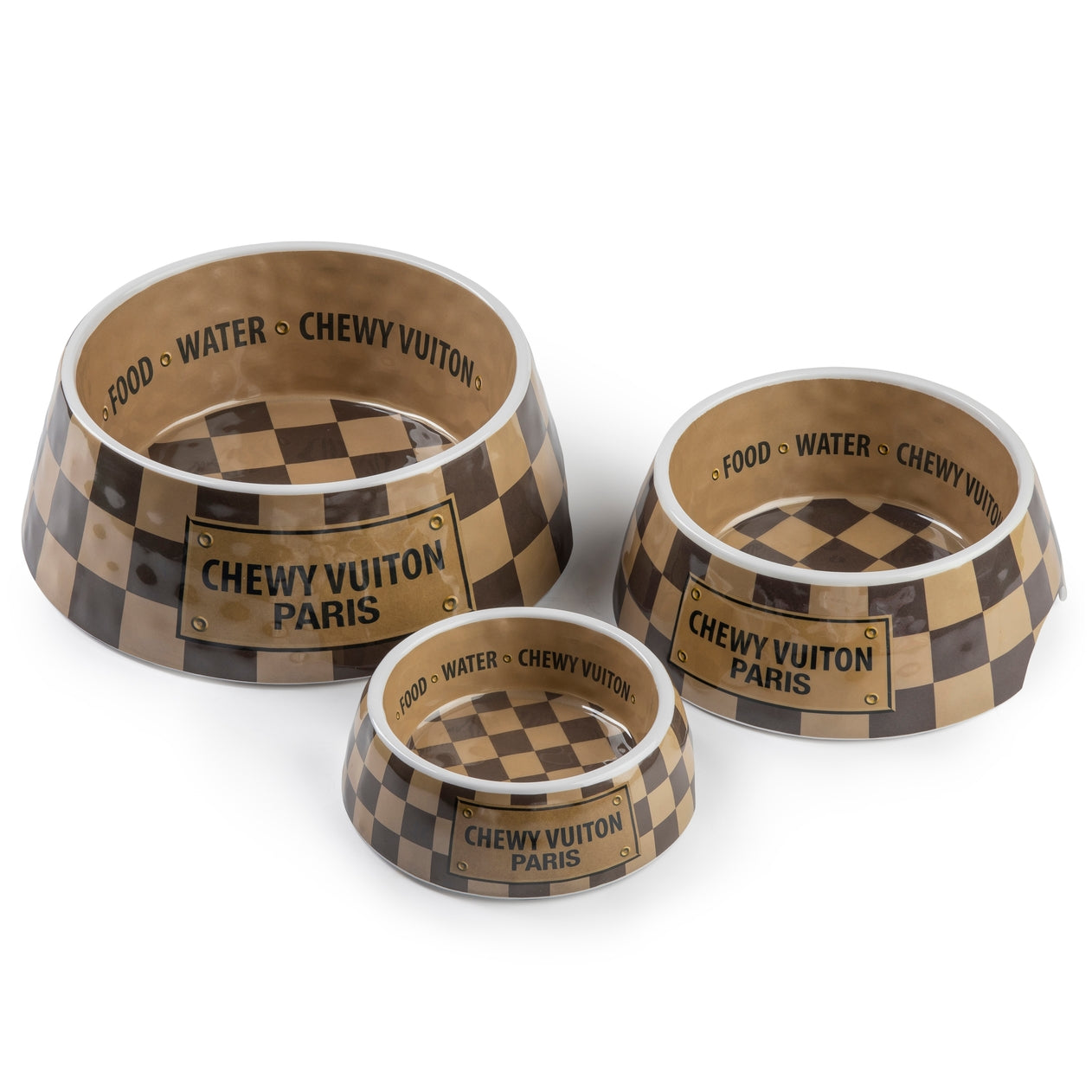 Haute Diggity Dog Checker Chewy Vuitton Bowl Small