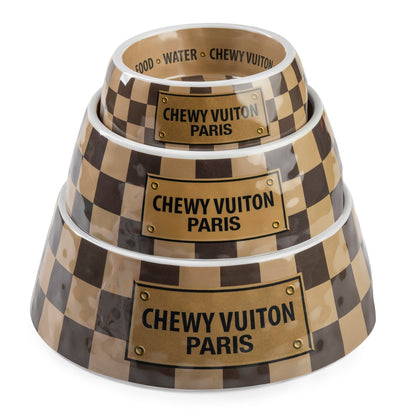 Haute Diggity Dog Checker Chewy Vuitton Bowl Medium